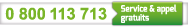 numéro vert : 0800 113 713