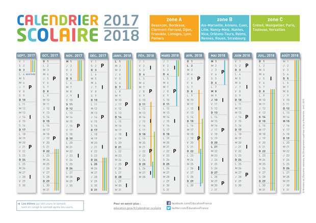 Calendrier alternance des semaines couleur